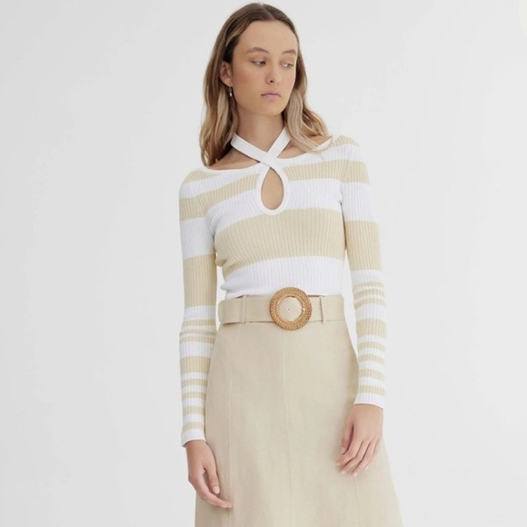 SOLD—NWT Significant Other Blair Top in Almond/Cream Stripe - Picture 2 of 8